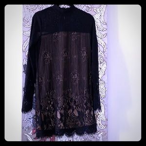 Super Cute Lace Mock Neck Dress!